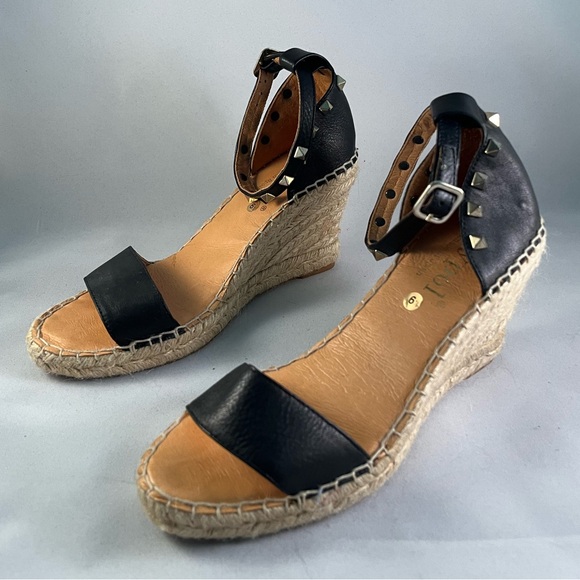 Maypol made in Spain stud black leather espadrilles size 37/size 6.5 - Picture 6 of 8